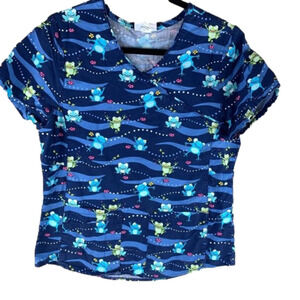 𝅺Scrubstar Multi Pocket Frog Scrub Top  size Small